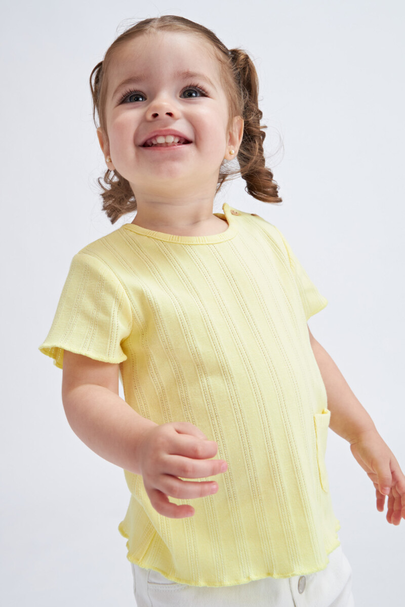 Camiseta de rib manga corta - Amarillo 