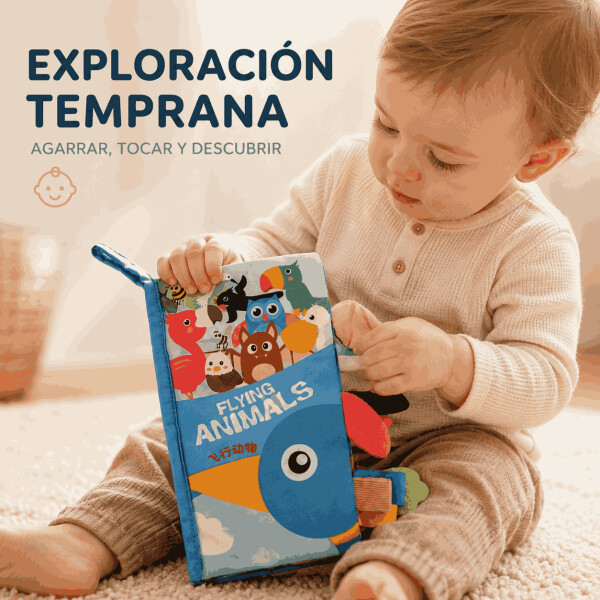 Libro Sensorial para Bebé con Colas, Mordillo y Sonidos Azul