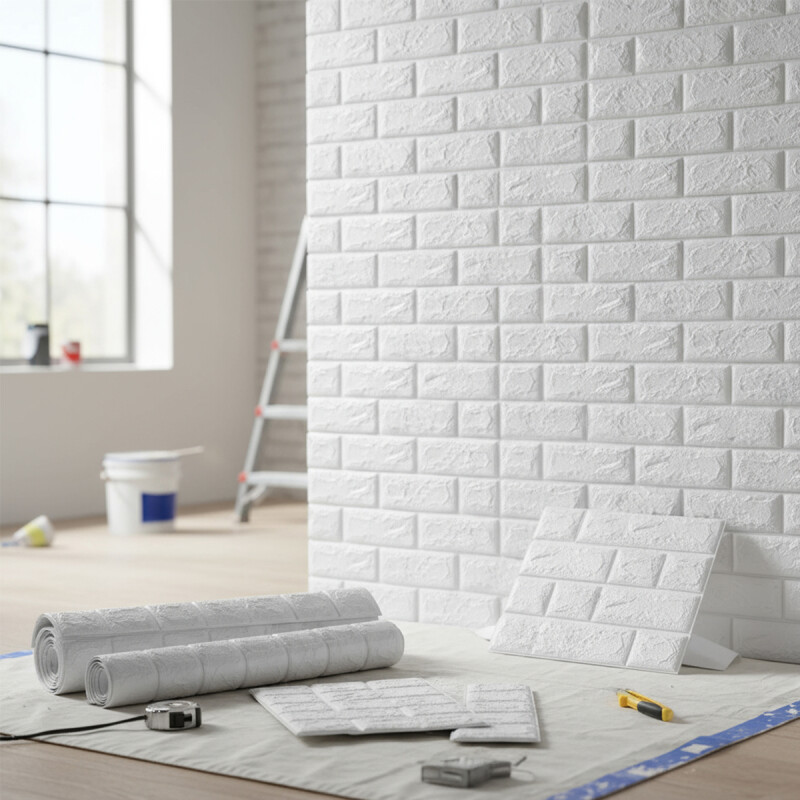 Pack 10 Placas Autoadhesiva Revestimiento Pared Interior Blanco Pack 10 Placas Autoadhesiva Revestimiento Pared Interior Blanco