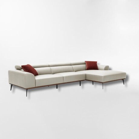 Sofá con chaise DUNA CUERO BEIGE - DERECHO