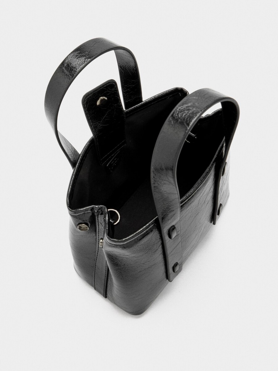 Bolso Tote Efecto Craquelado negro