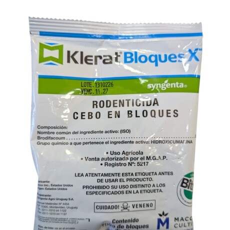 Rodenticida cebo en bloques Klerat 100g Rodenticida cebo en bloques Klerat 100g