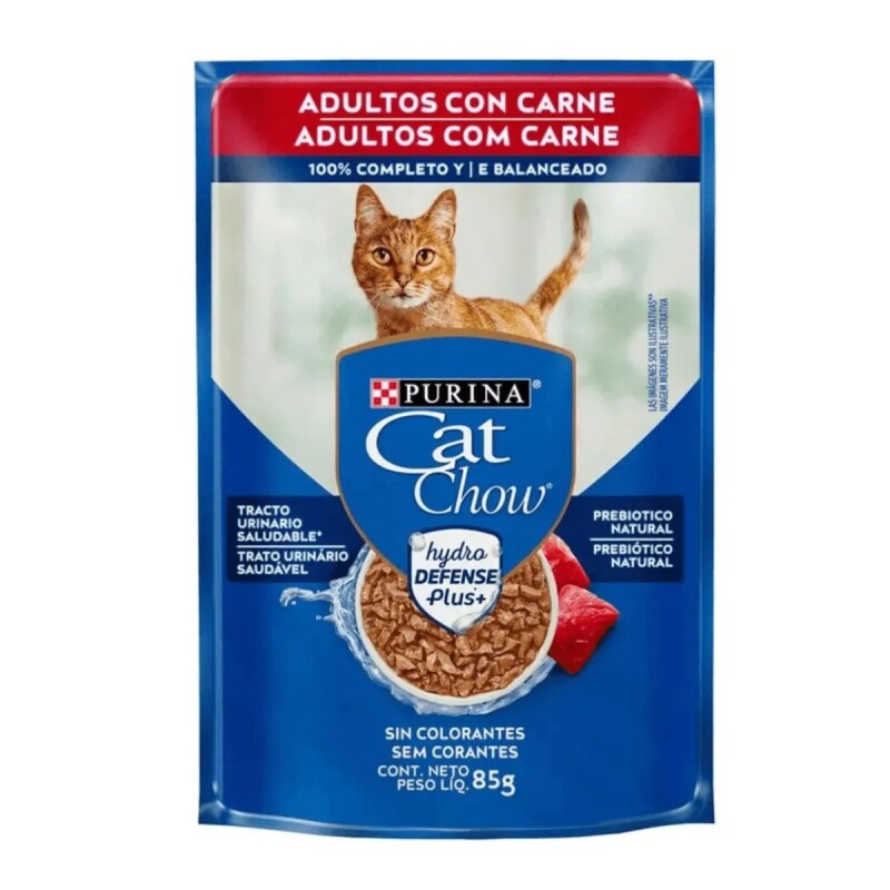 CAT CHOW EN SALSA ADULTOS CARNE 85 GRS CAJA X 15 UNIDADES