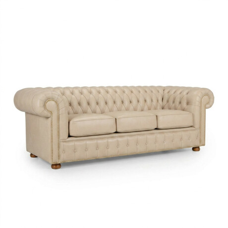 Sofá Chesterfield Novo - Cuero Básico - 3 cuerpos Arena - (Preventa)