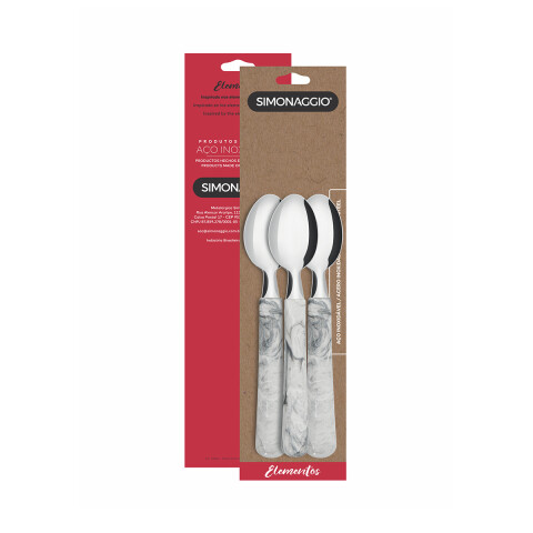 Set X3 Cucharas de Postre Elementos Simonaggio BLANCO