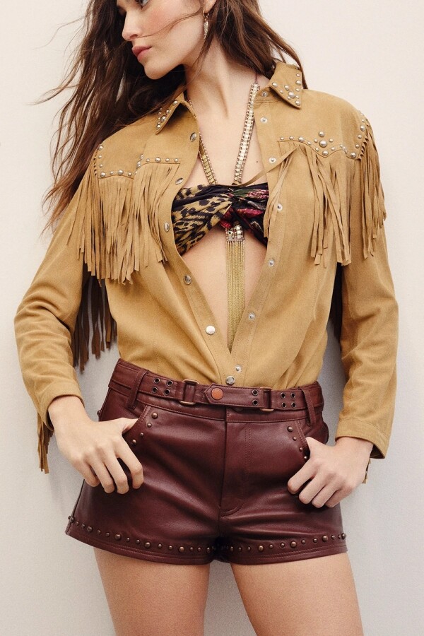 SHORT STUDS CUERO Marron