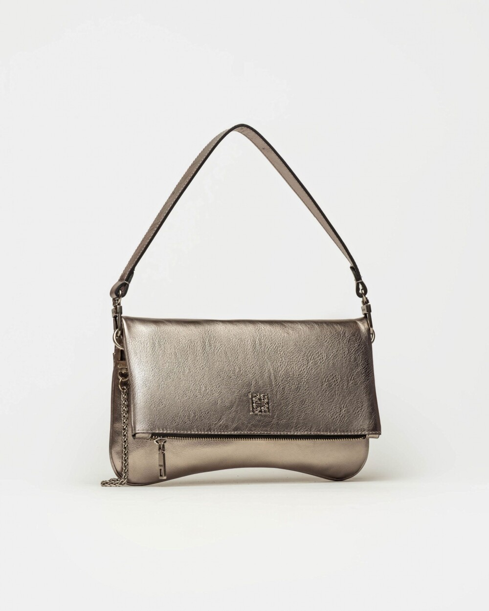 Bandolera Curve en cuero graneado metalizado Metalizado