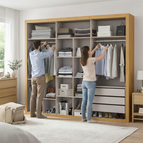 Ropero Armario Montecarlo 6 Puertas 3 Cajones Telescópicos - Marrocos / Off White Ropero Armario Montecarlo 6 Puertas 3 Cajones Telescópicos - Marrocos / Off White