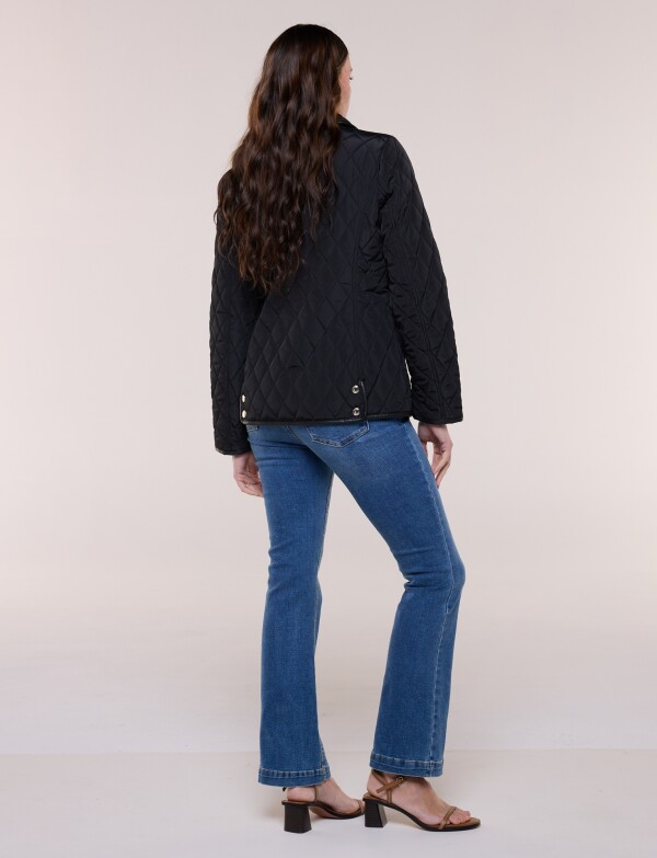 Campera Capitoneada Detalle En Ecocuero NEGRO