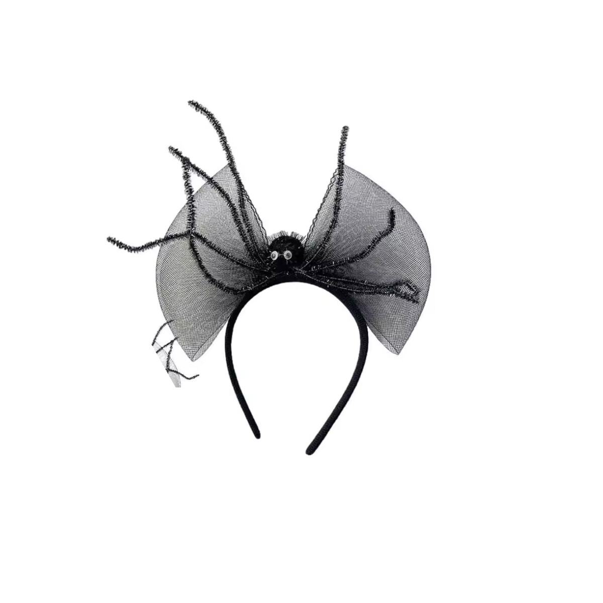 Vincha Halloween con tul y araña - Negra 
