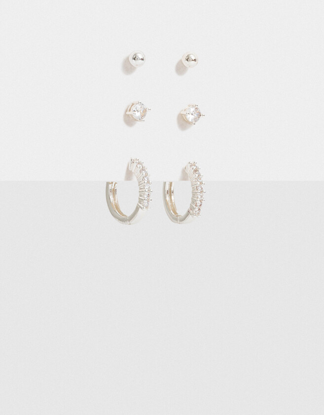 Aros Sets Con cubic zirconia Set De Aros Combinados Con Cubic Zirconia - Plateado