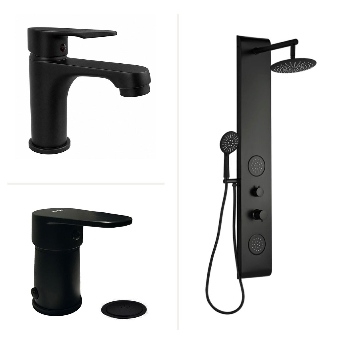Juego Grifería Panel Ducha Bidet Y Lavatorio Bajo 