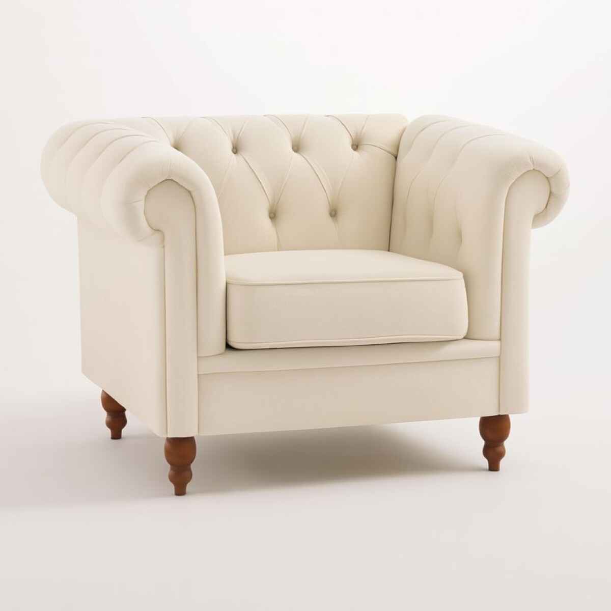 Sofa 1 cuerpo Clasico - Tapizado tela Marfil lisa 