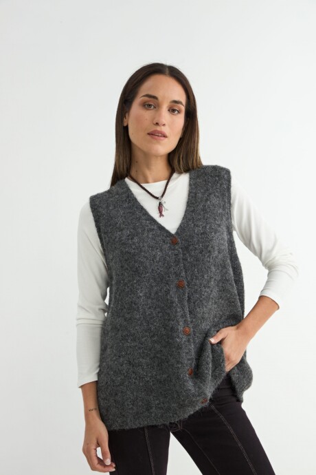 CHALECO TEJIDO CYNARA GRIS OSCURO