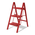 Escalera De 3 Escalones Antidezlisante Y Plegable Rojo