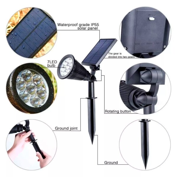Lampara Foco Solar Led Set X2 Un Colores RGB Exterior Jardin Lampara Foco Solar Led Set X2 Un Colores RGB Exterior Jardin