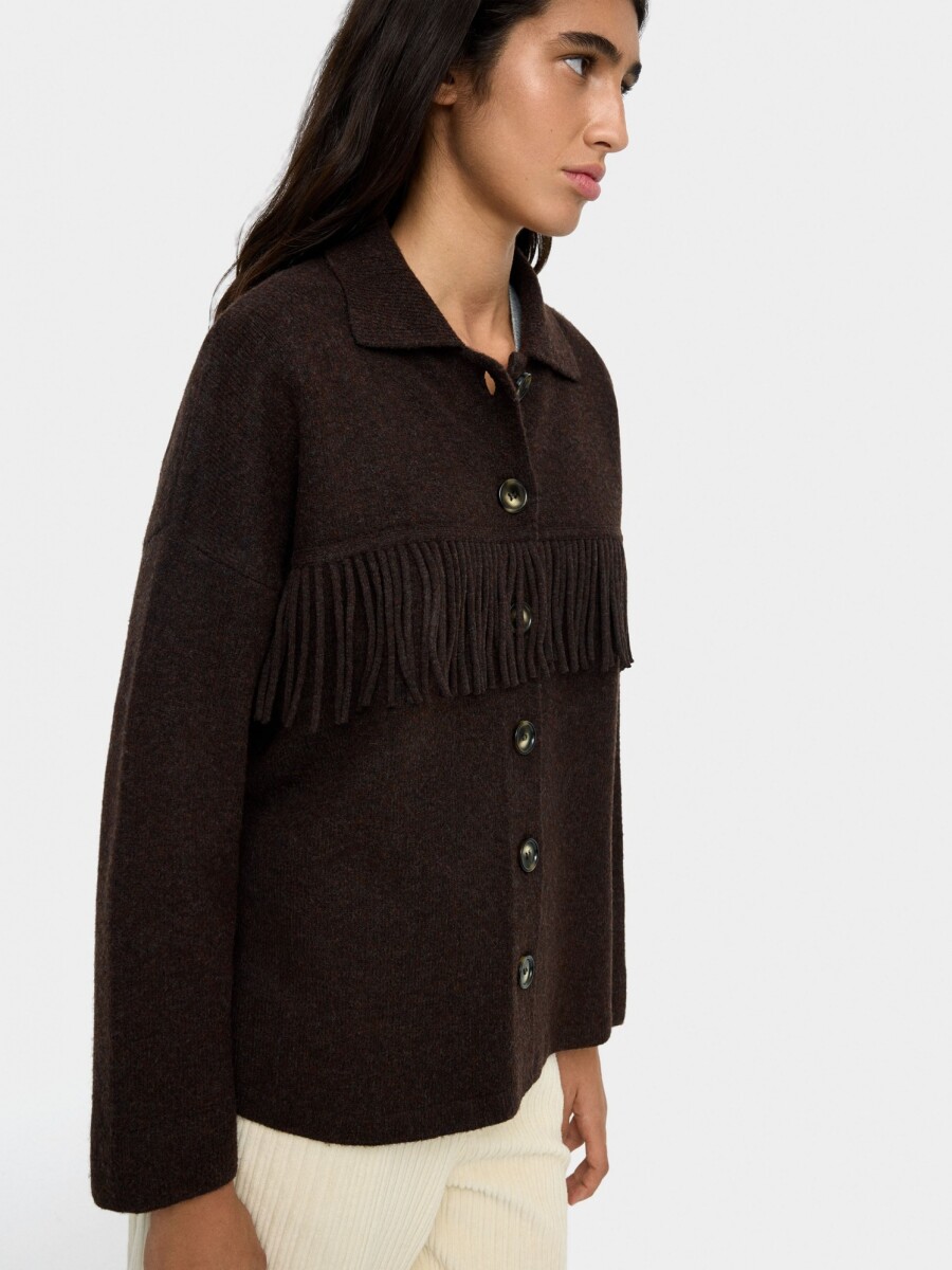 Cárdigan De Punto Con Flecos marron