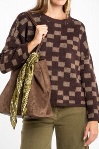 Sweater Intarsia Cuadros Chocolate