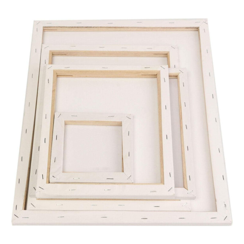 Set 4 Lienzos Bastidor Para Pintura Artesanía Decoración Blanco