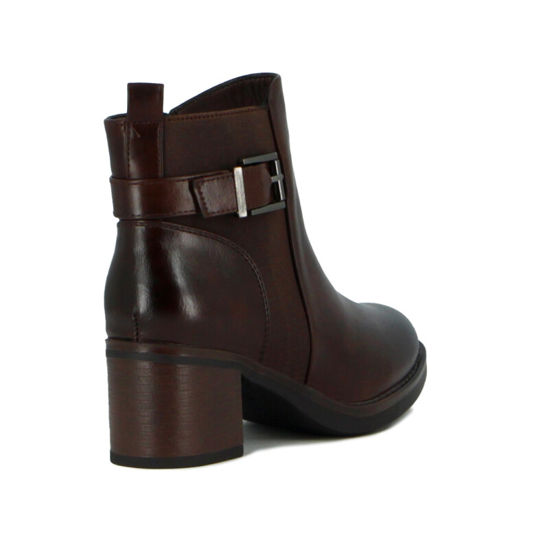Botas Mujer Caña Darkness Caña Baja Y Taco Cuadrado Marron Oscuro