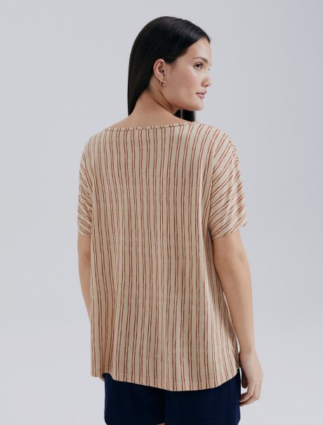BLUSA ESTAMPADA DE MANGA CORTA MARRÓN