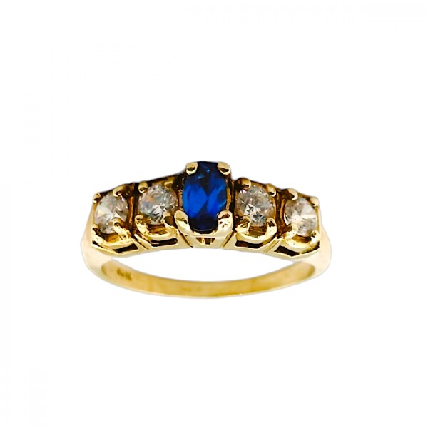 Anillo Vera-Oro Bajo-Piedra Zafiro y Zirconia-AN8131 conpiedra
