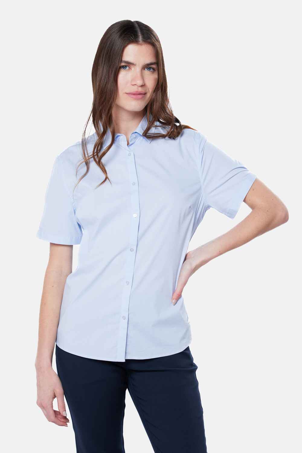 CAMISA RAYADA Celeste