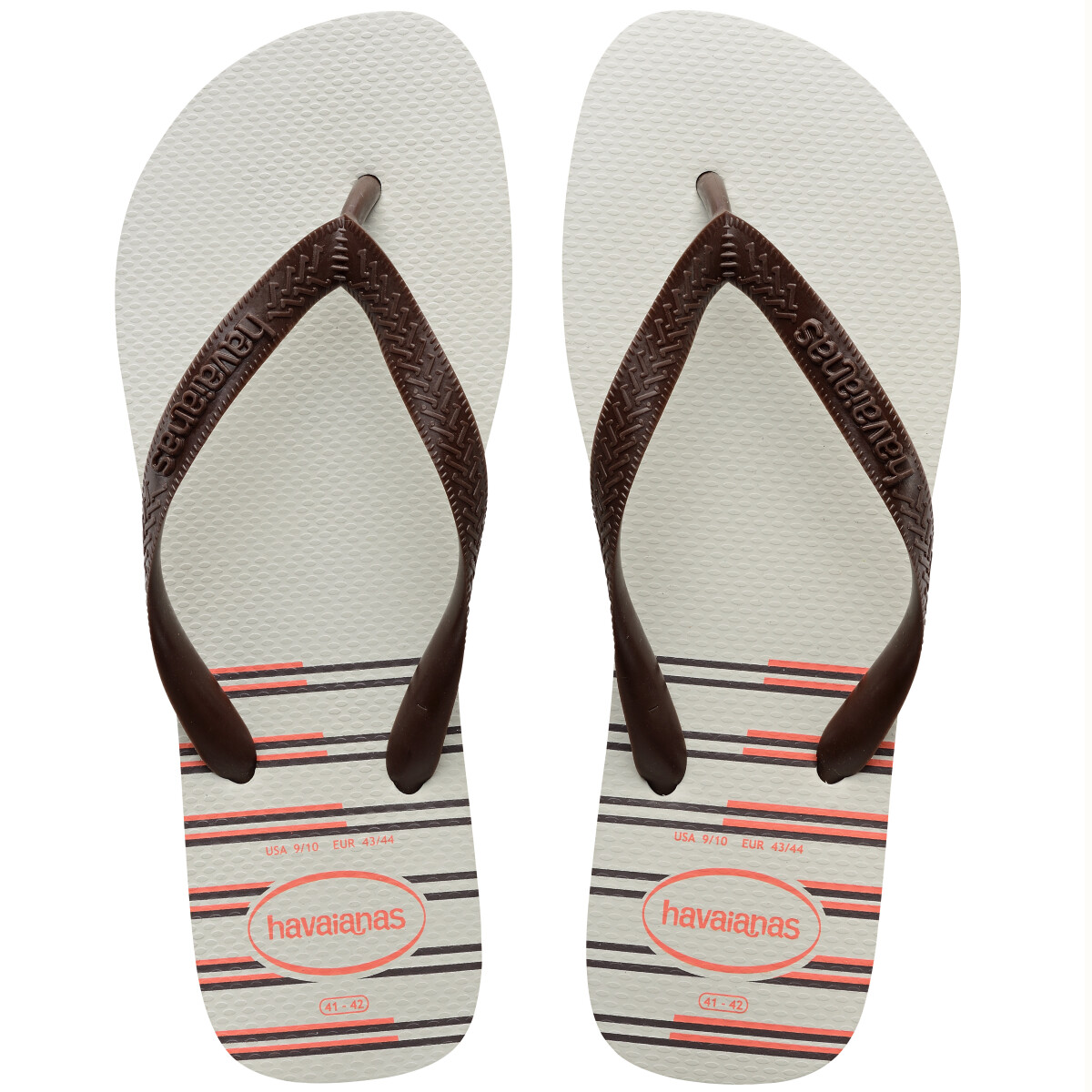 Ojotas de Hombre Havaianas Top Basic - Blanco - Marrón Café 