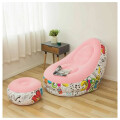 Sillón Inflable Con Puff Sofá Con Apoyapies Rosa