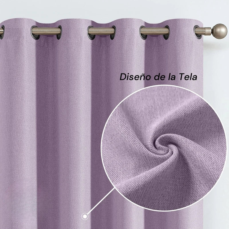 Cortina 2 Paños 140 X 220 Cm Textura Lino Blackout Violeta