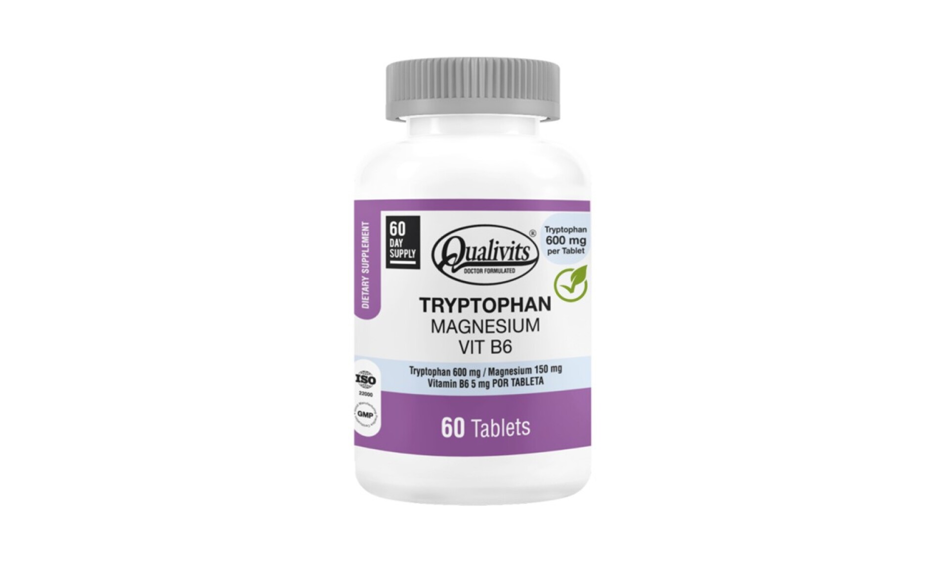 Qualivits L-Tryptophan + Magnesium + B6 60Caps 
