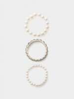 Set De Pulseras Elásticas Y Cristales blanco