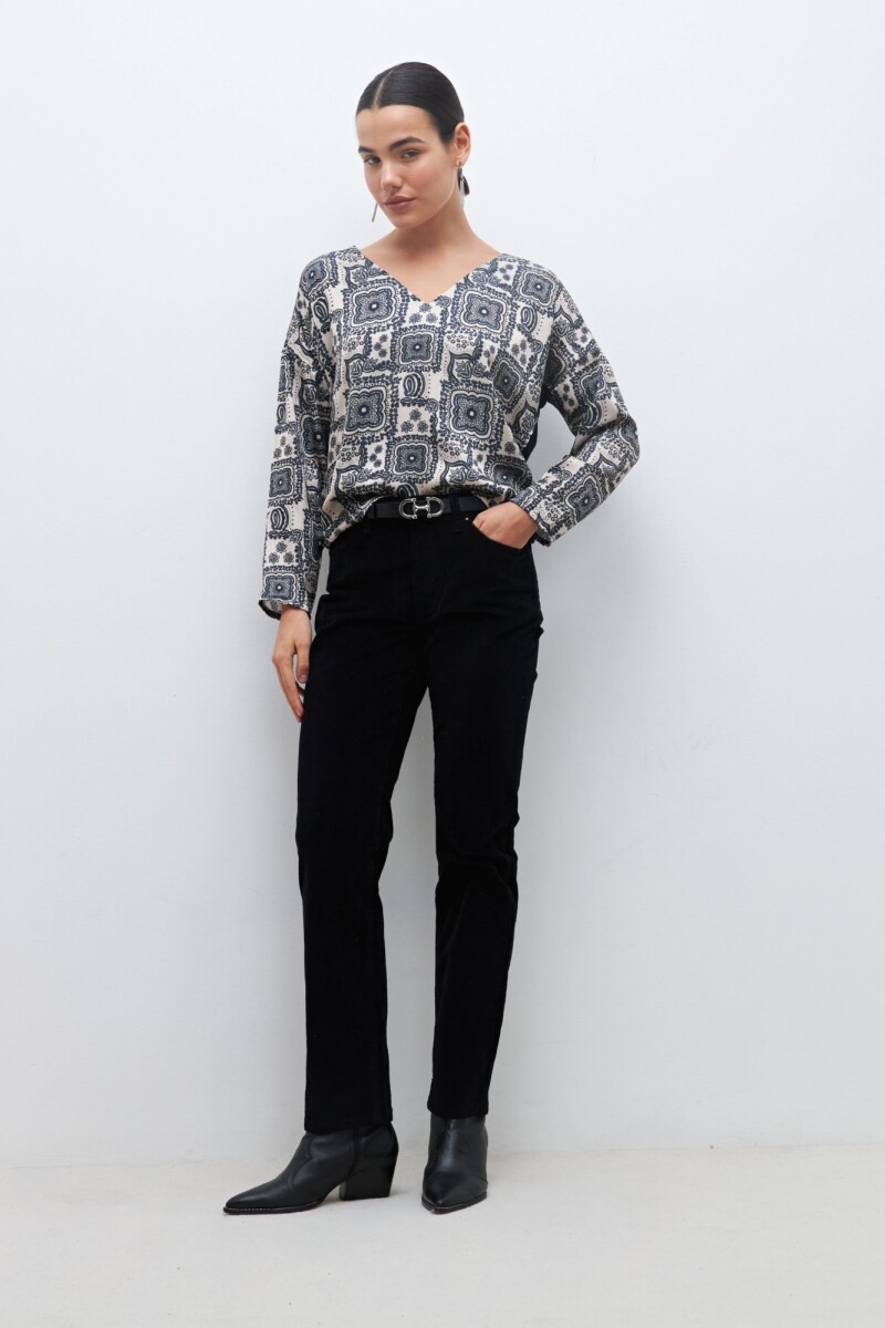 Blusa frente estampado beige