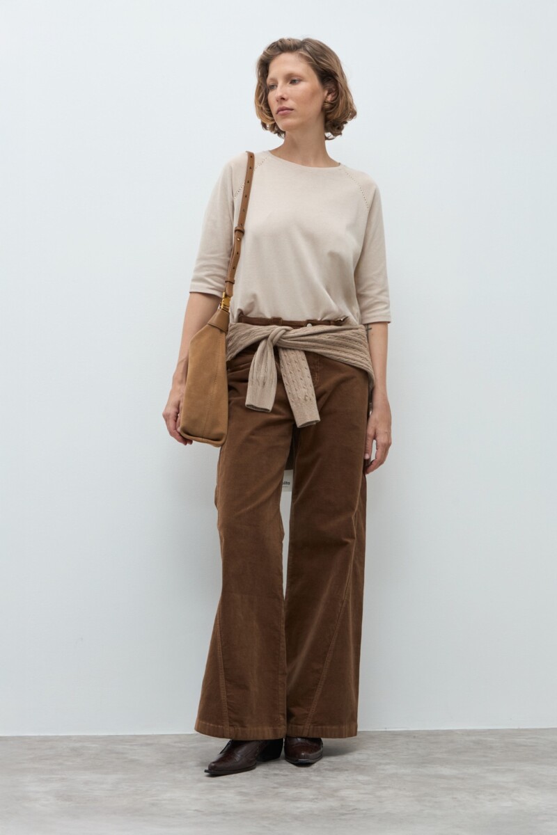 Remera manga raglan beige melange