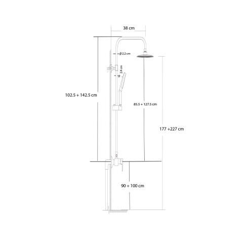 Griferia Barral De Ducha Monocomando Negro Mate Aqualia Alassio Ii 000