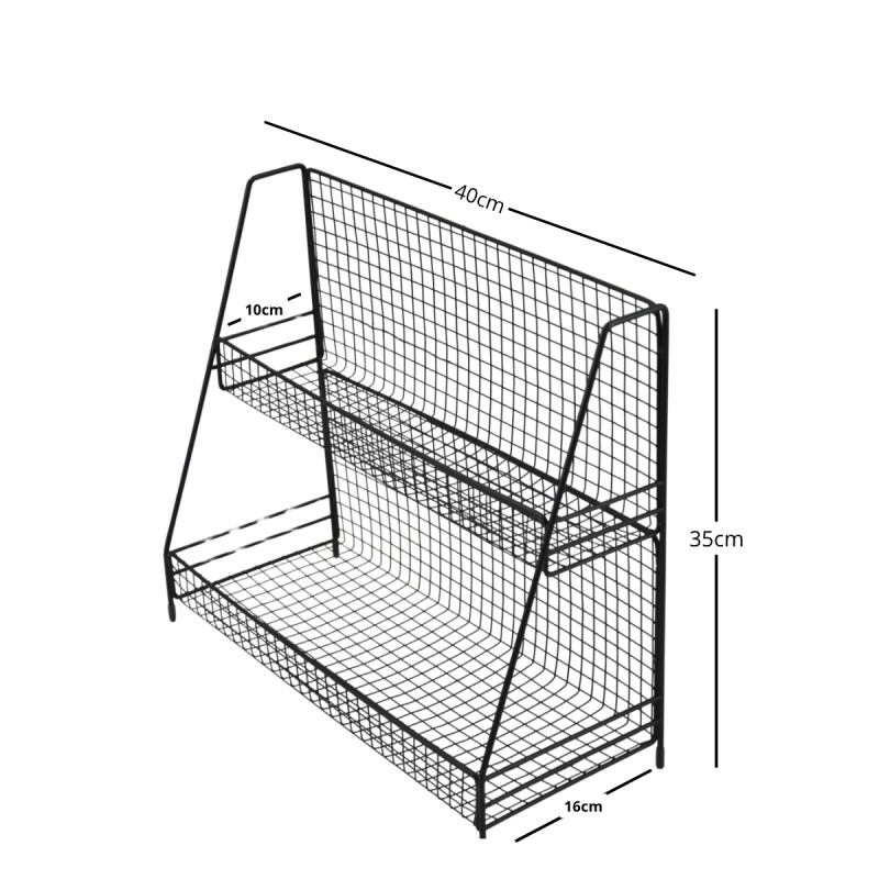 Organizador De Metal 2 Niveles 40x16x34.4cm NEGRO