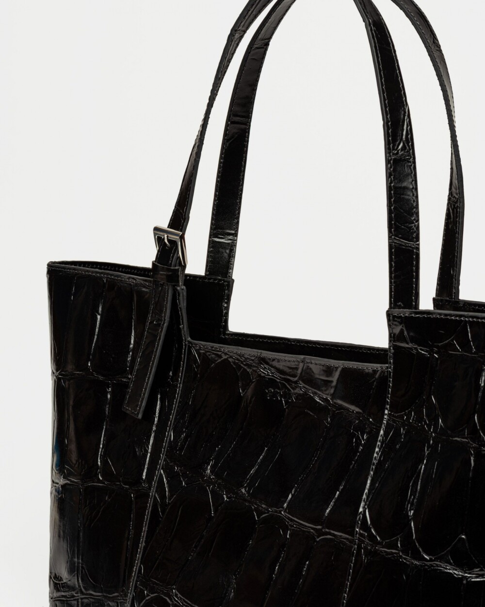 Bolso The Icon en cuero grabado big croco Negro