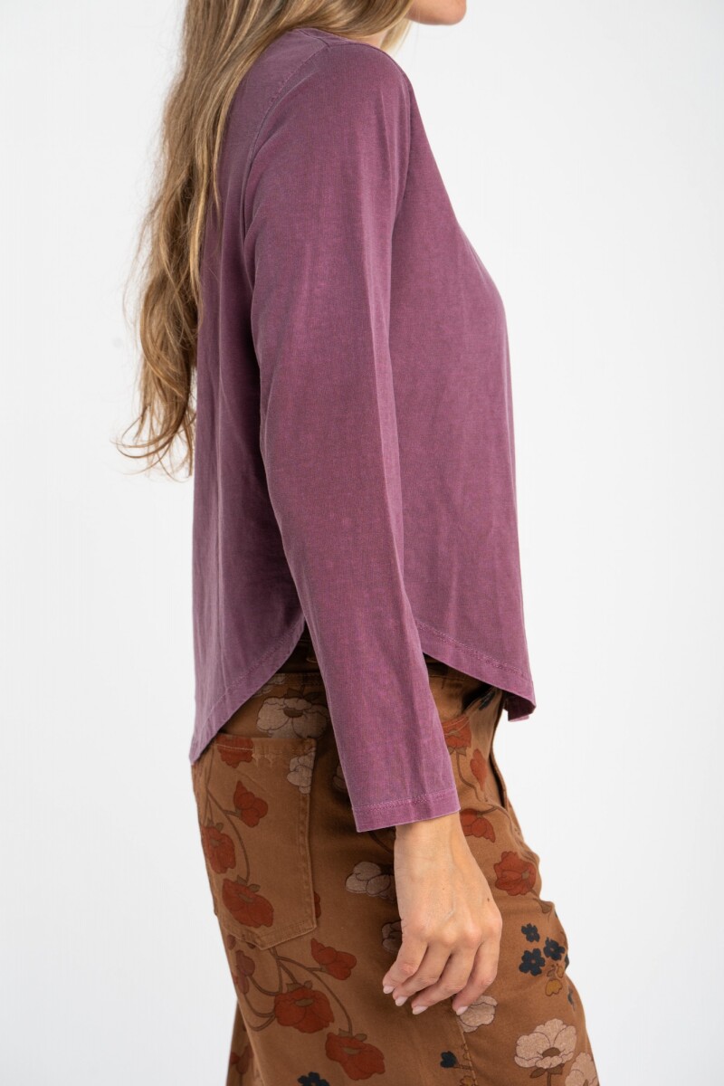 Remera Algodon Lavado Burdeos