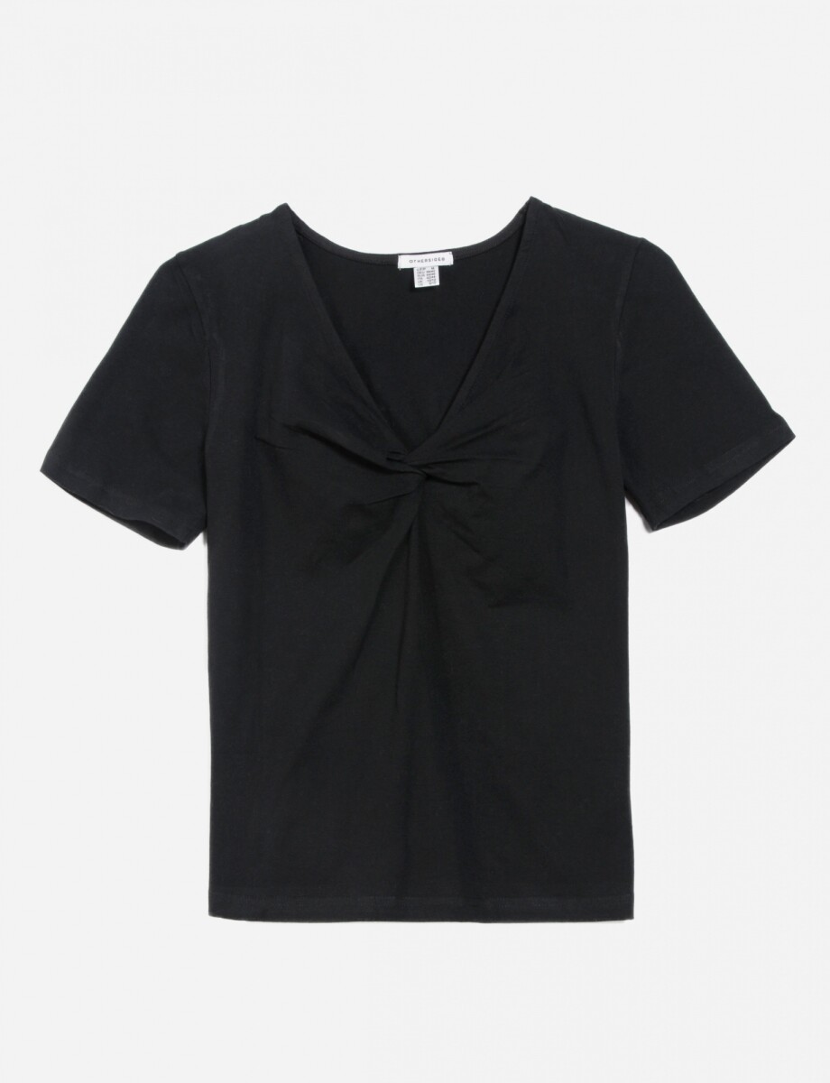 Remera con escote fruncido - Negro 