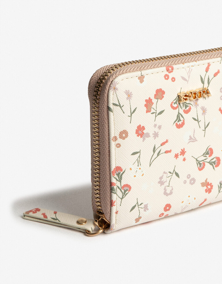 Billetera Zip Round Billetera Con Cierre - Estampado Flores