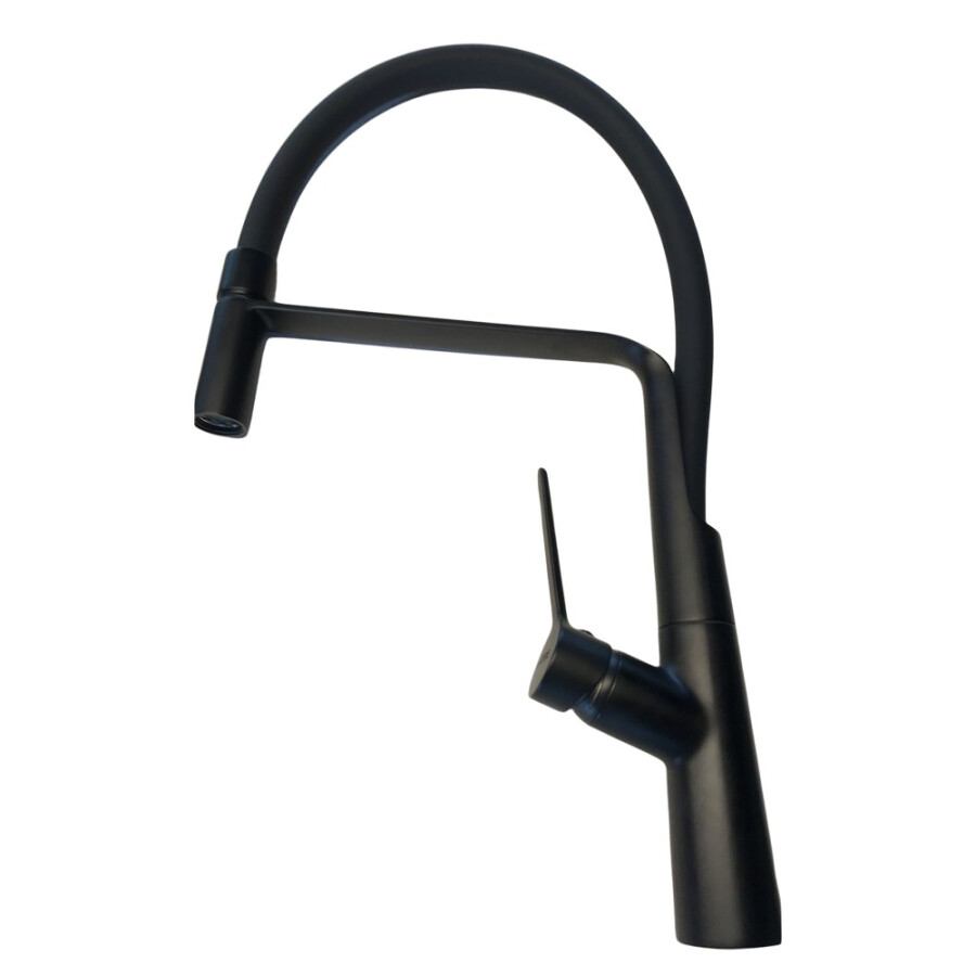 Griferia de Cocina Monocomando con Pico Curvo Negro Linea Zoe Griferia de Cocina Monocomando con Pico Curvo Negro Linea Zoe