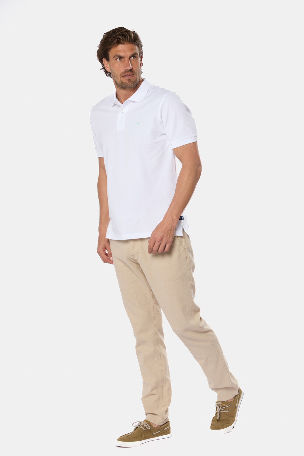 PANTALÓN DE LINO CON CINTURA ELASTIZADA Beige