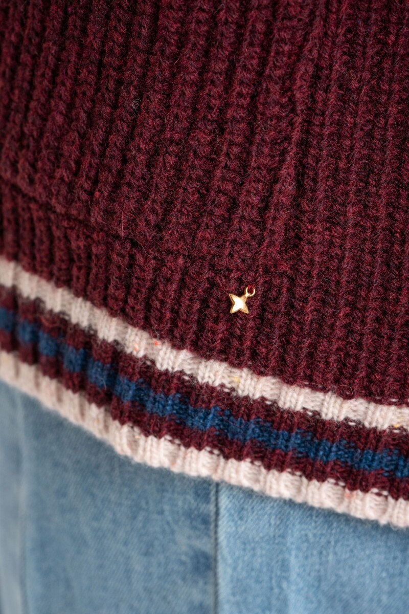 Cardigan Lana Multi Rojo