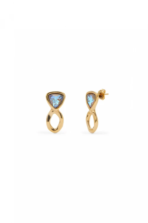 PENDIENTES EN ALEACIAÓN DE METALES BAÑADA EN ORO 18K CON CRISTALES MULTICOLOR Pendiente