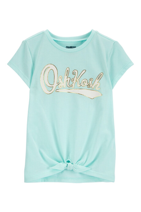 Remera de algodón, anudada y con logo Sin color