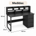 Escritorio 3 Cajones Con Estantes De Madera Y Metal Movi Esh0027m NEGRO