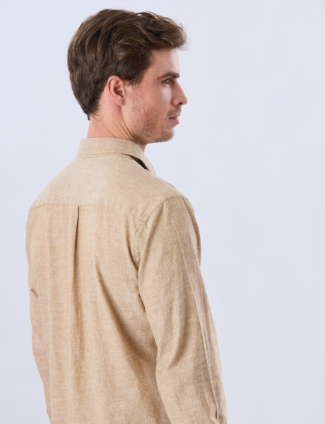 CAMISA LISA DE LINO Camel