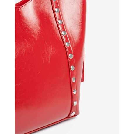 Cartera Shopper Con Tachas Rojo Cereza