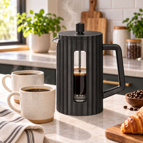 Cafetera Prensa Francesa 1000ml Vidrio Borosilicato Negro