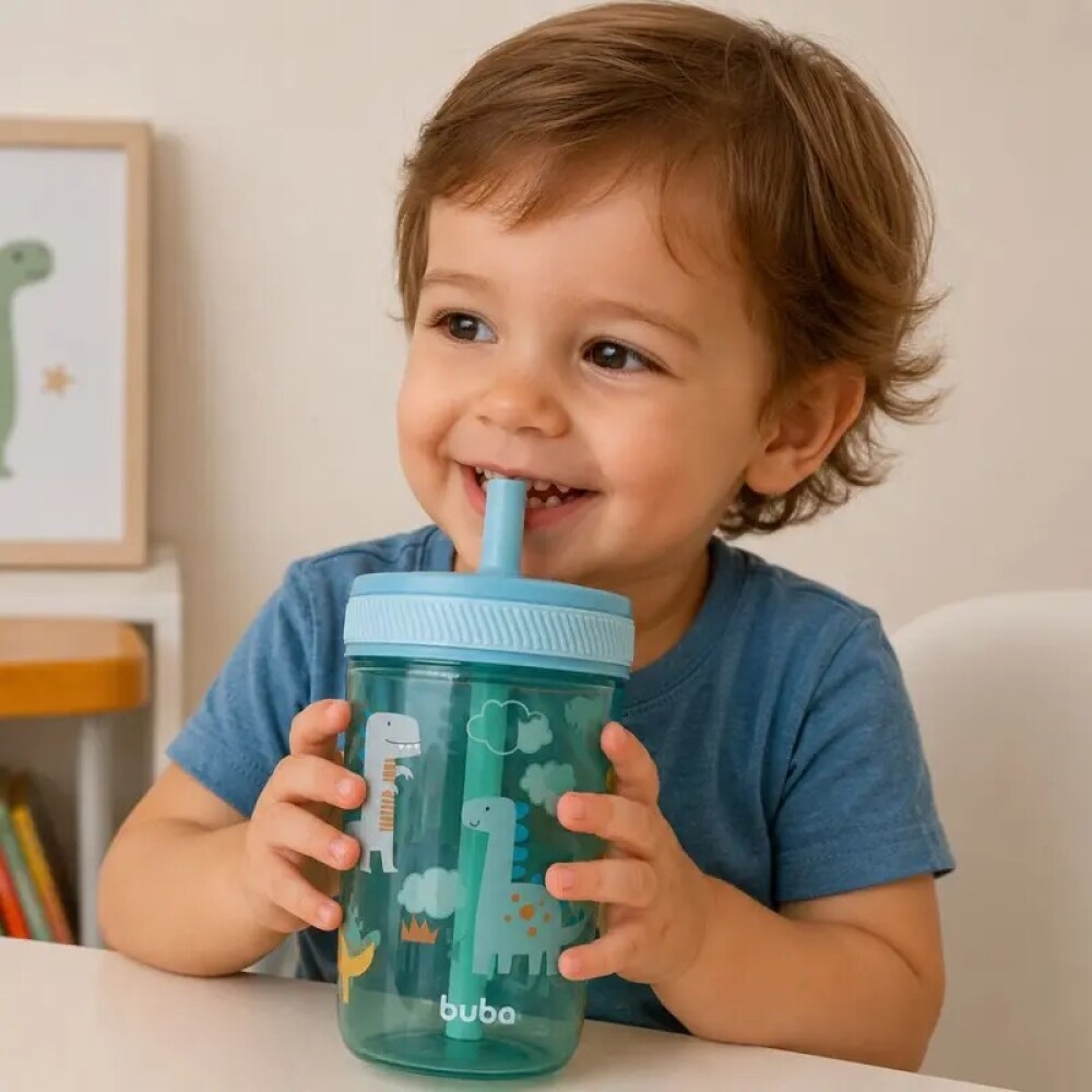 Vaso TOTS BUBA antiderrame celeste dino